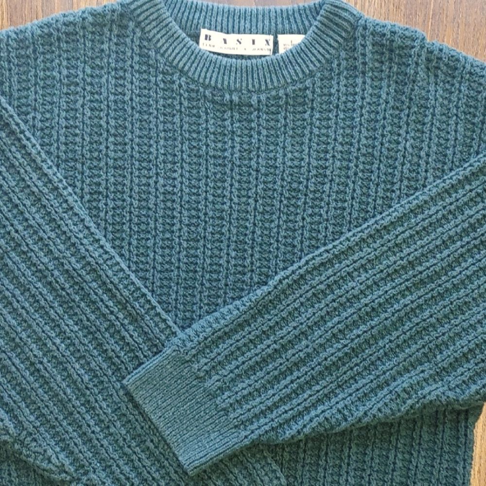 Men's L Green Sweater cotton/Ramie Unisex Read/See Pics